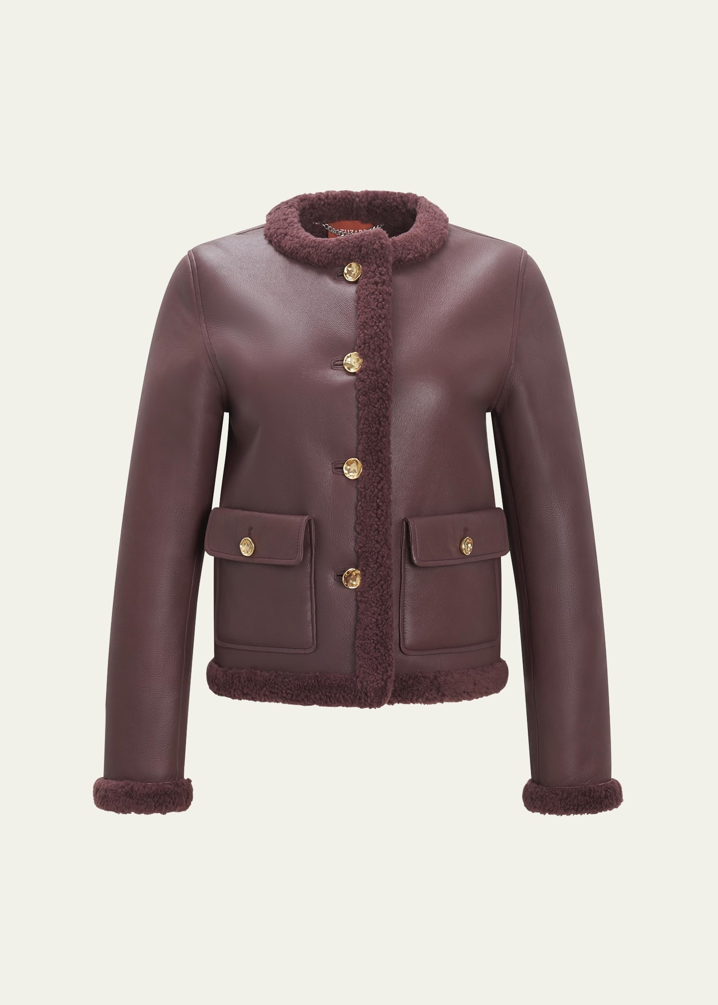 Zed Leather Shearling Coat - 1