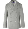 Double-Breasted Mélange Wool-Blend Pea Coat - 6