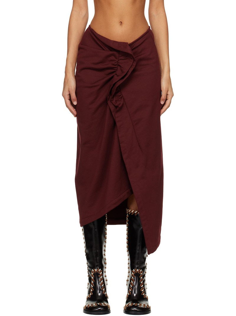 Red Ruffled Cotton Midi Skirt 1