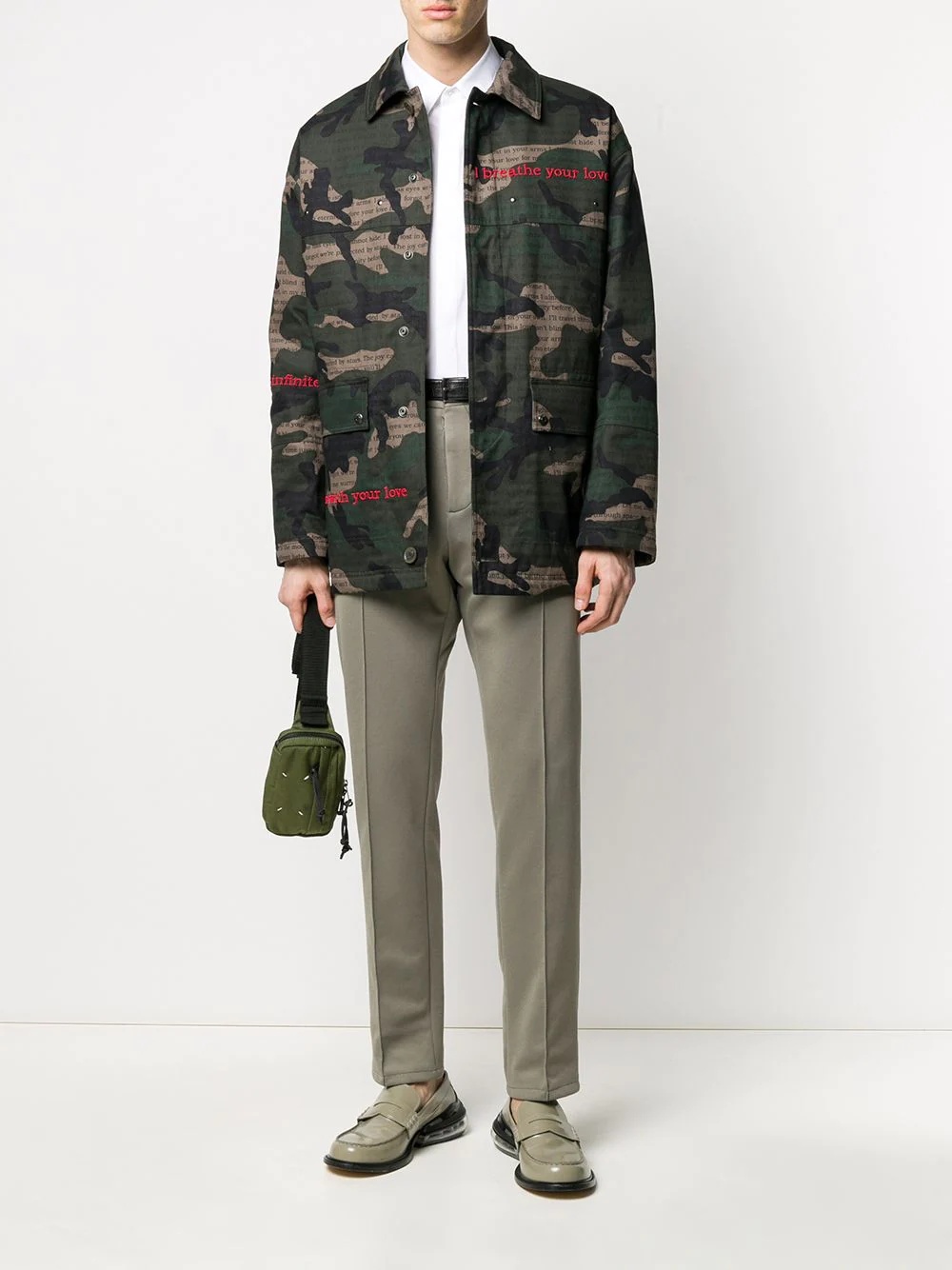 camouflage print text detail jacket - 2