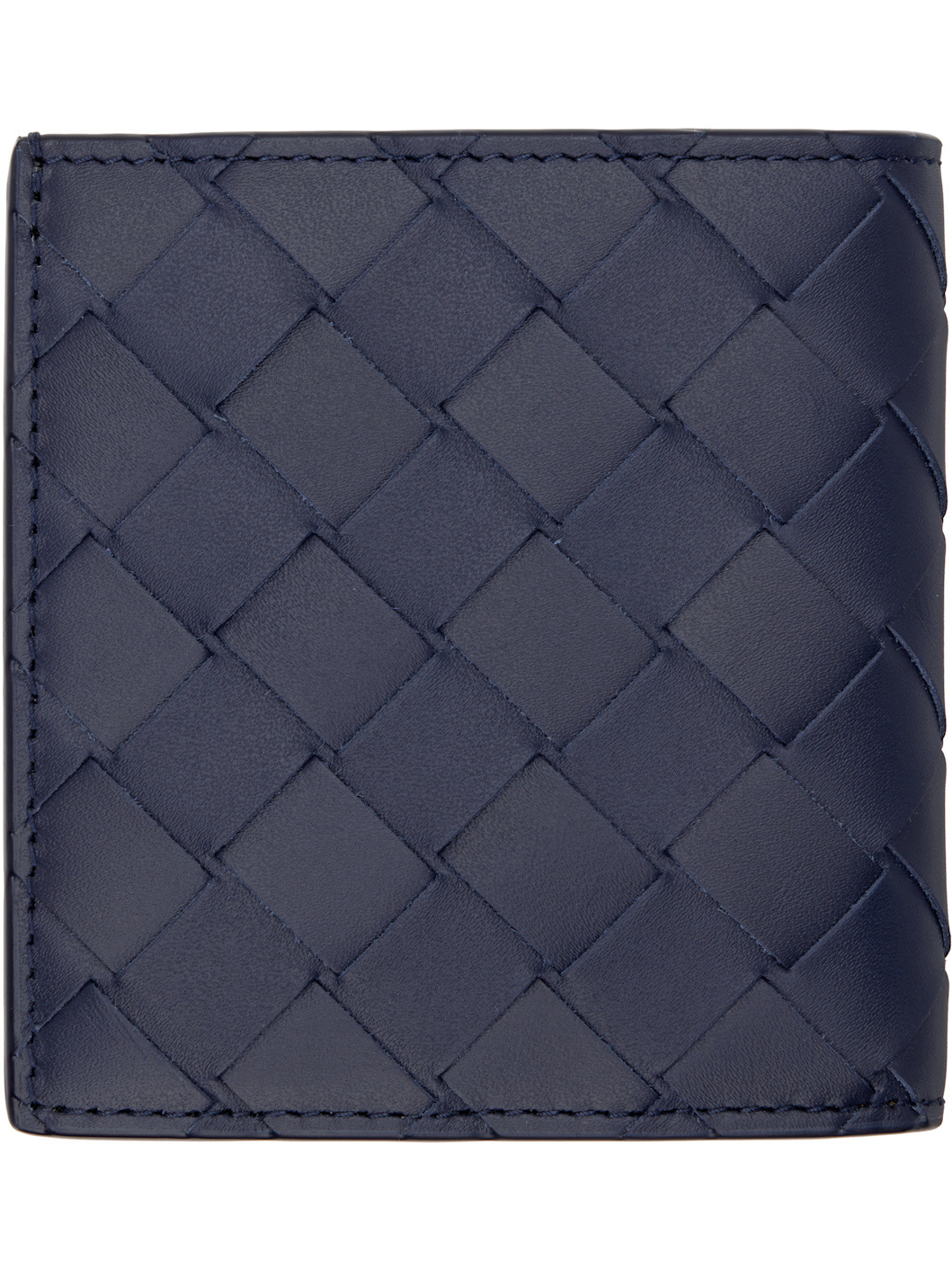 Navy Intrecciato Slim Bi-Fold Wallet - 2