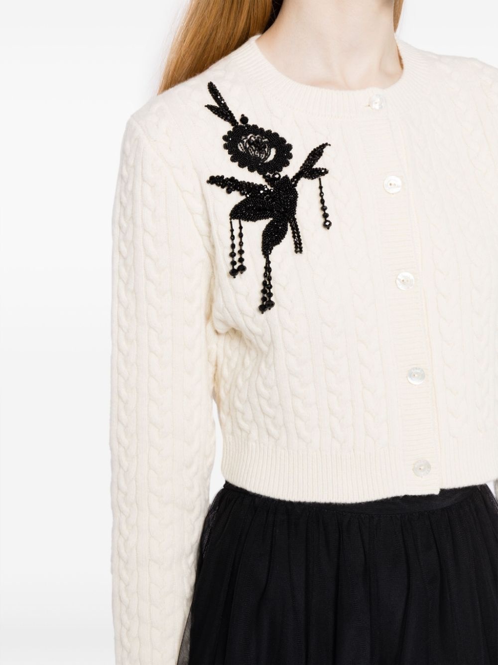 cropped cable-knit cardigan - 5