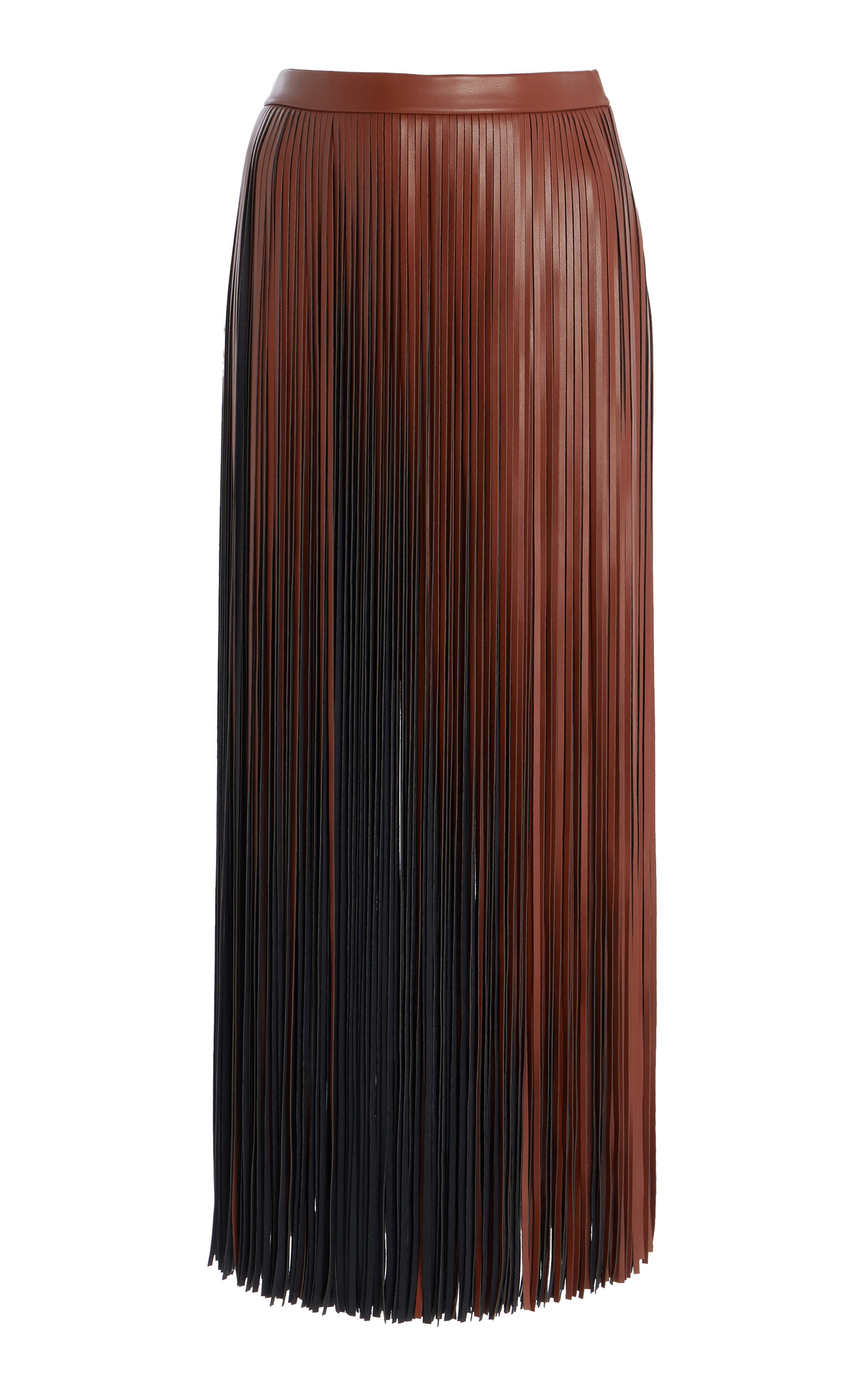 Veda Faux Leather Fringe Skirt brown - 1
