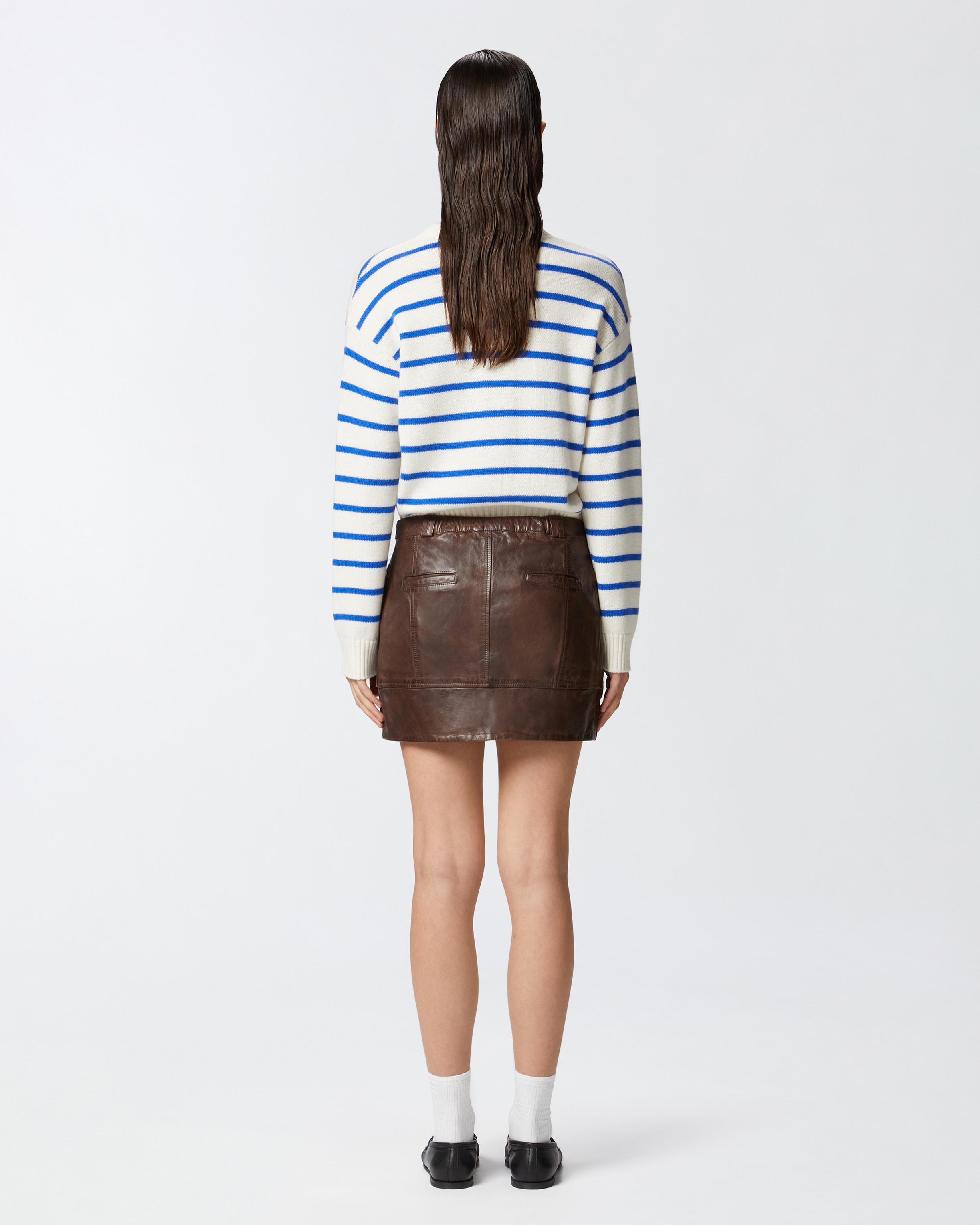 LEATHER MINI SKIRT WITH POCKETS - 4