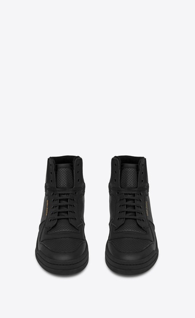 SAINT LAURENT sl24 mid-top sneakers in used-look perforated leather outlook