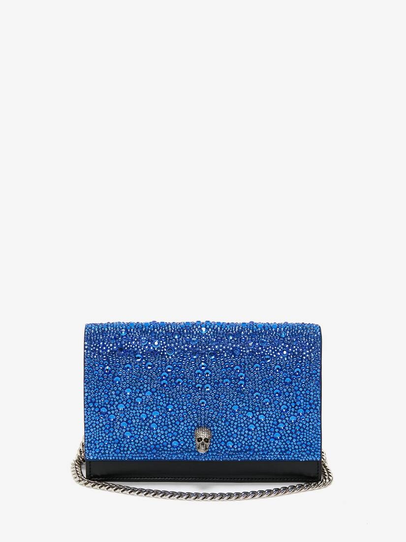 Small Crystal-embellished Skull Bag in Electric Blue - 1