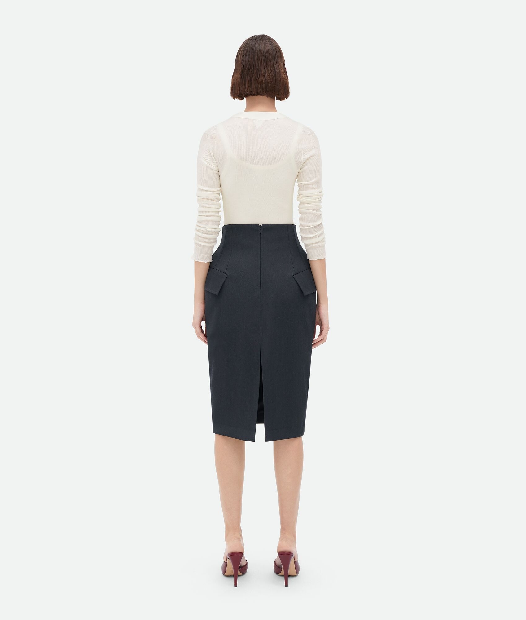 Sculptural Fit Light Wool Midi Skirt - 3
