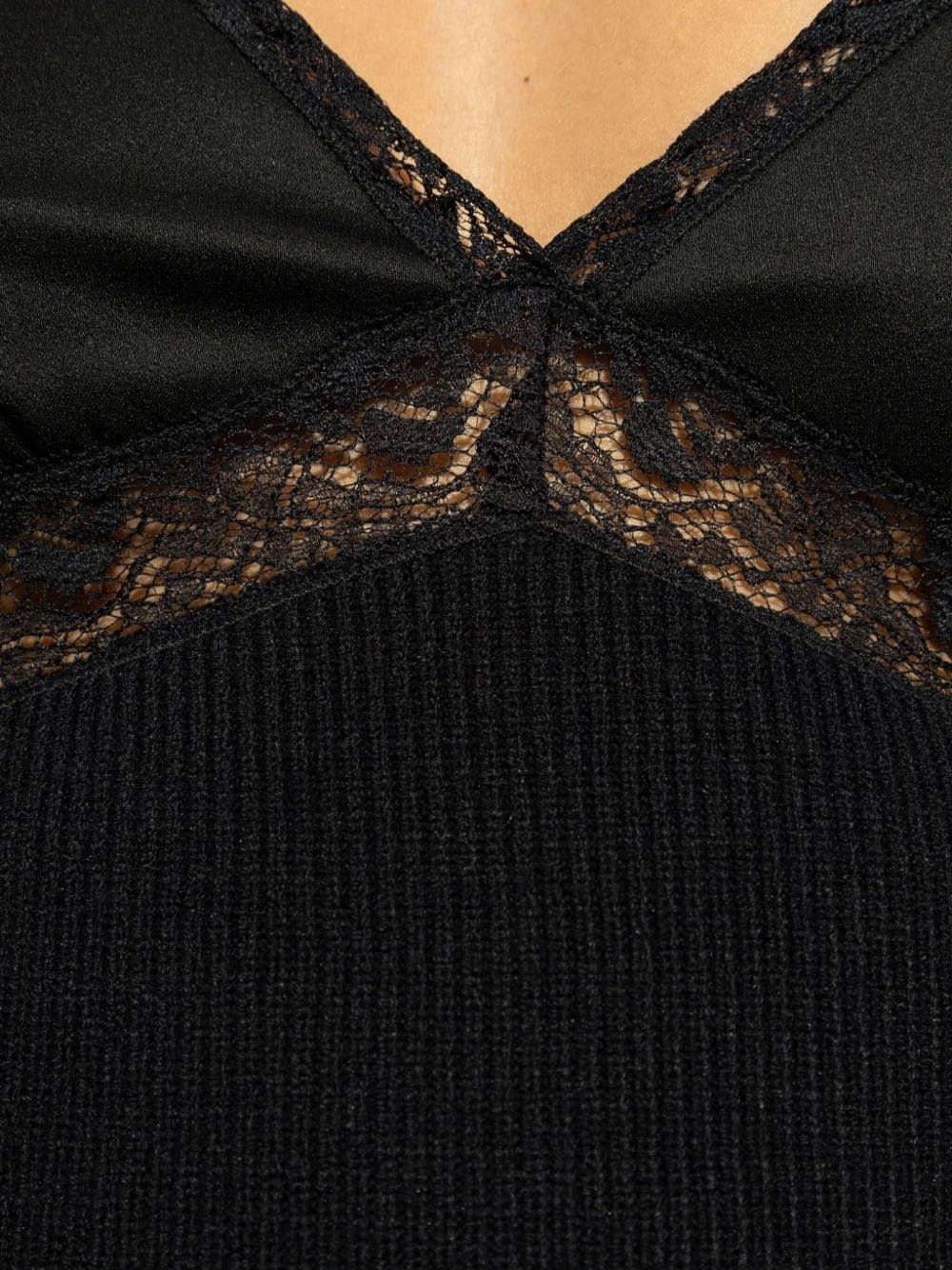 lace-panel knitted top - 5