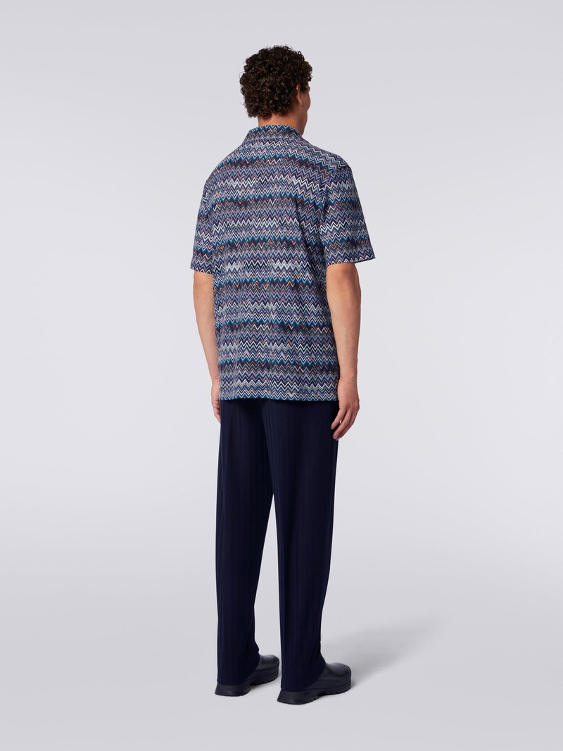 Short-sleeved bowling shirt in zigzag cotton and viscose 4