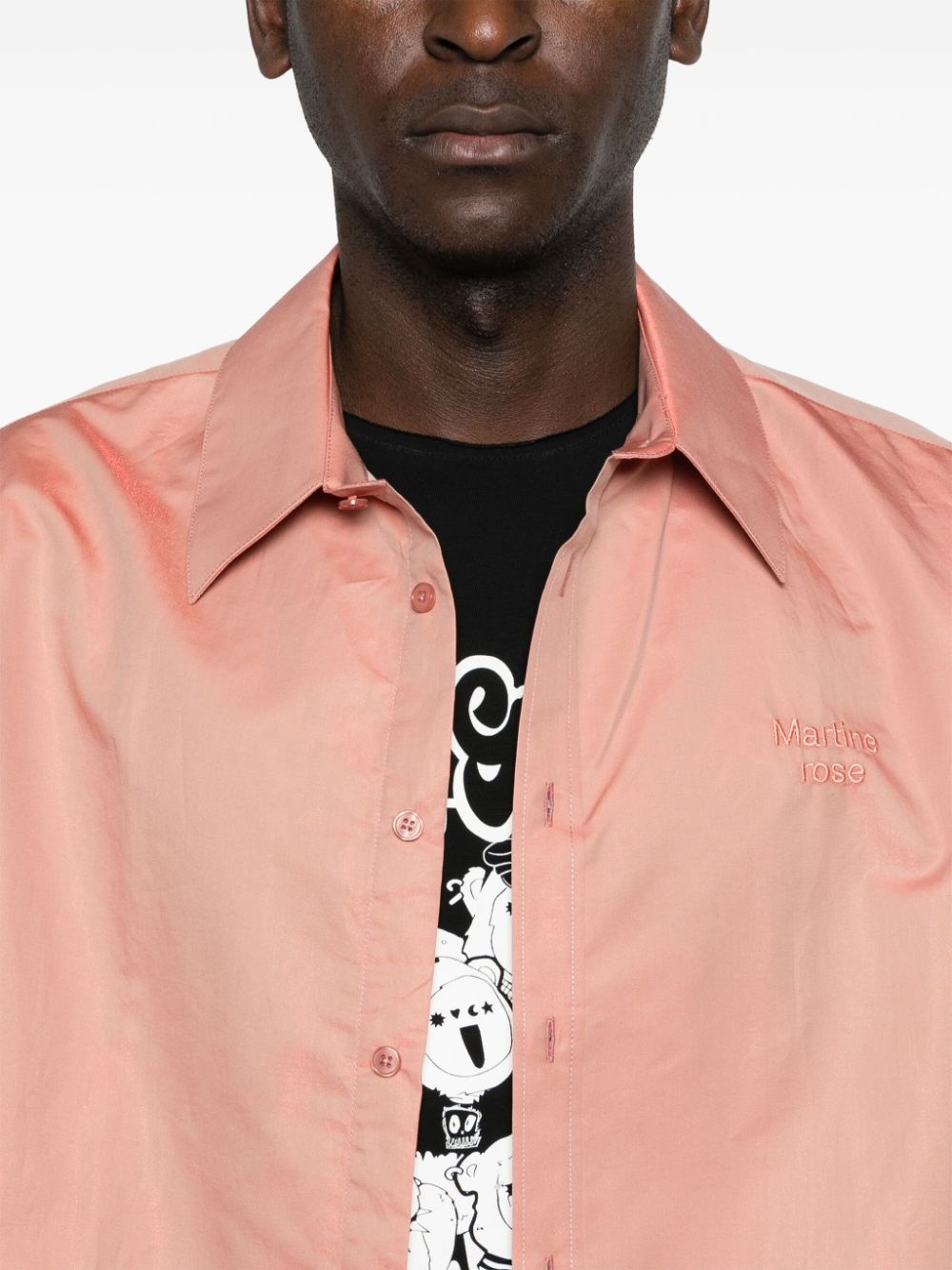 logo-embroidered metallic shirt - 6
