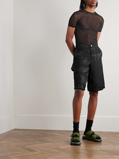 Alexander McQueen Straight-Leg Logo-Jacquard Satin Shorts outlook
