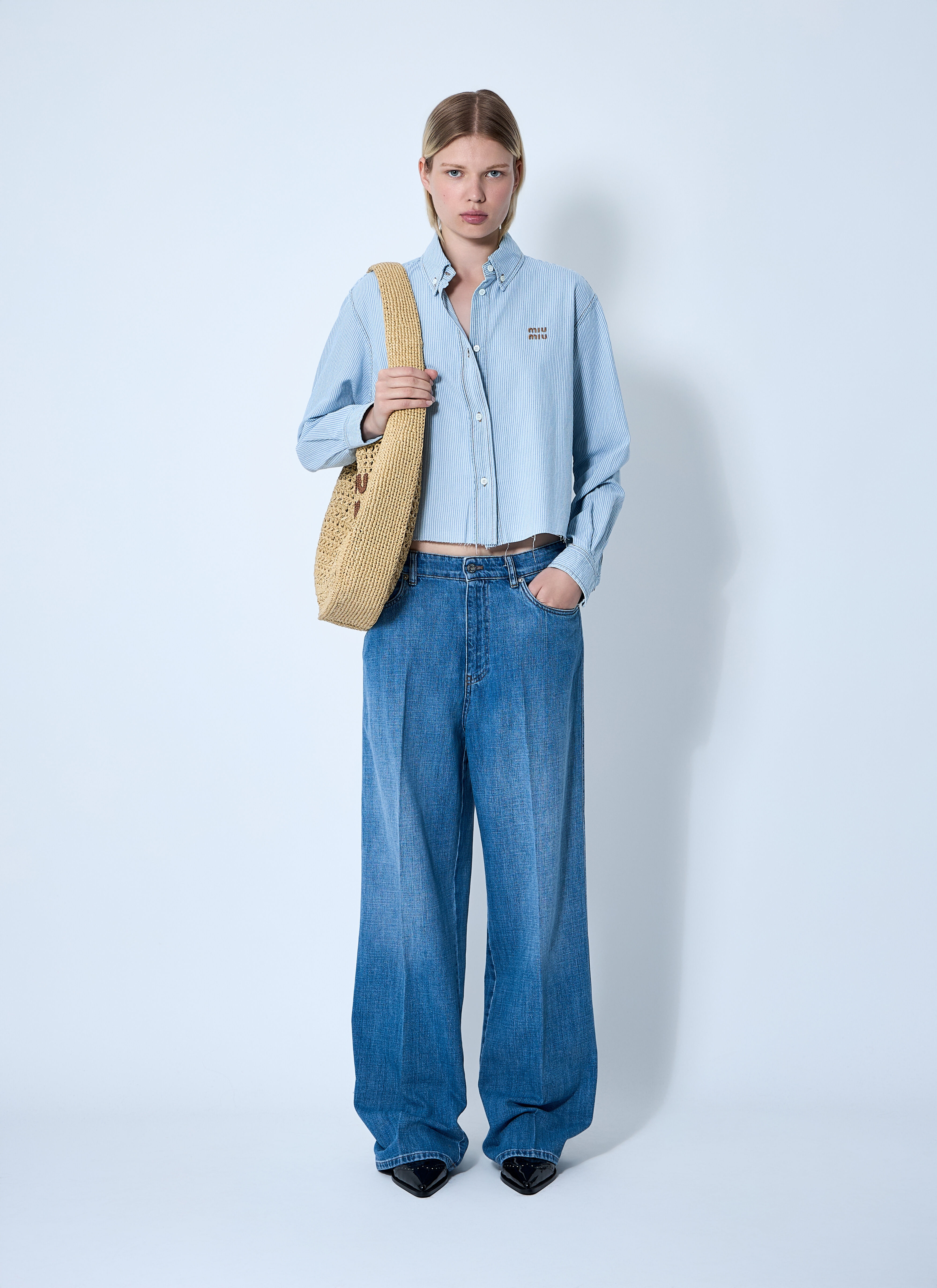 Miu Miu Logo Motif Jeans | lncc | REVERSIBLE