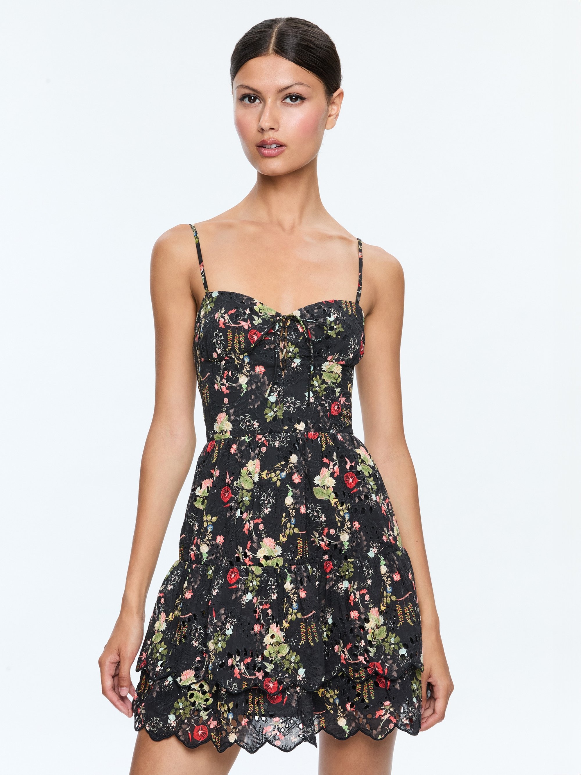 DAISY TIE FRONT TIERED RUFFLE MINI DRESS - 5