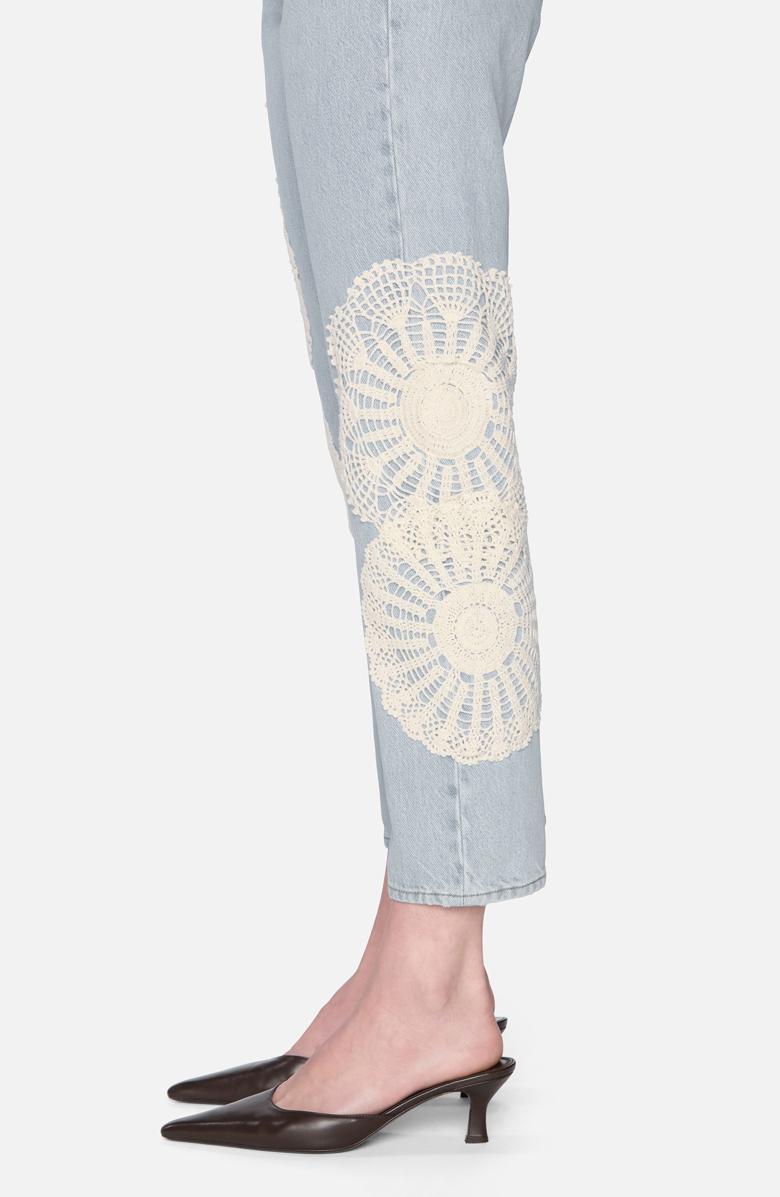 FRAME The Crochet Straight Leg Ankle Jeans in Wisp at Nordstrom - 4