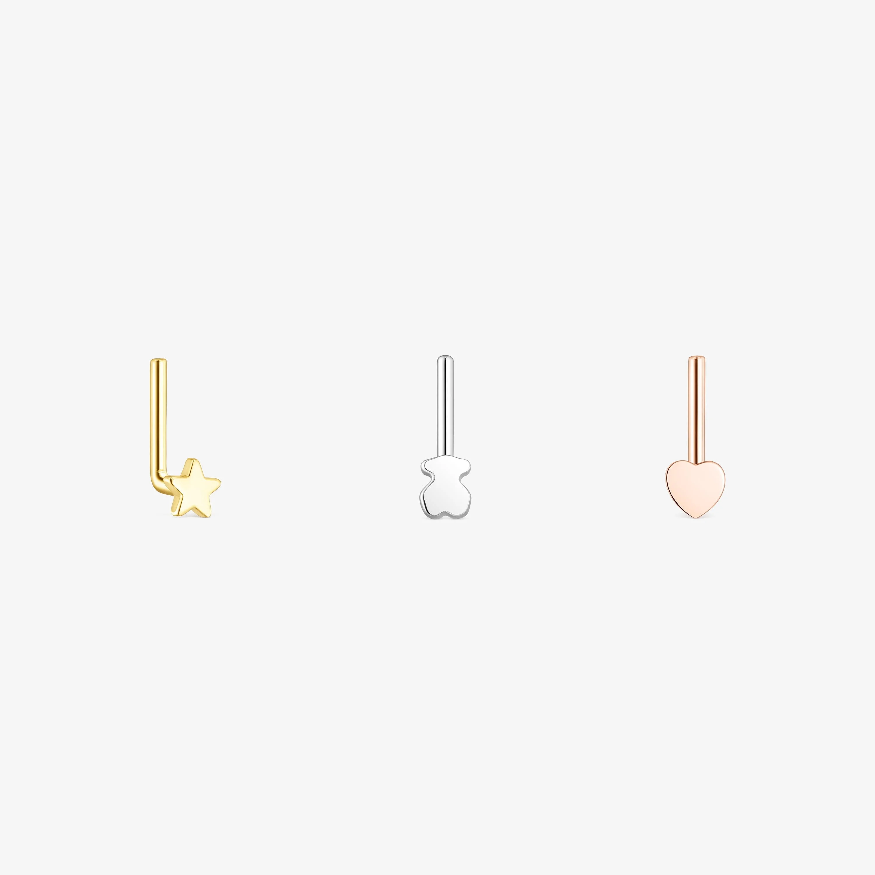 Pack of tricolored steel TOUS Basics nose Piercings - 1