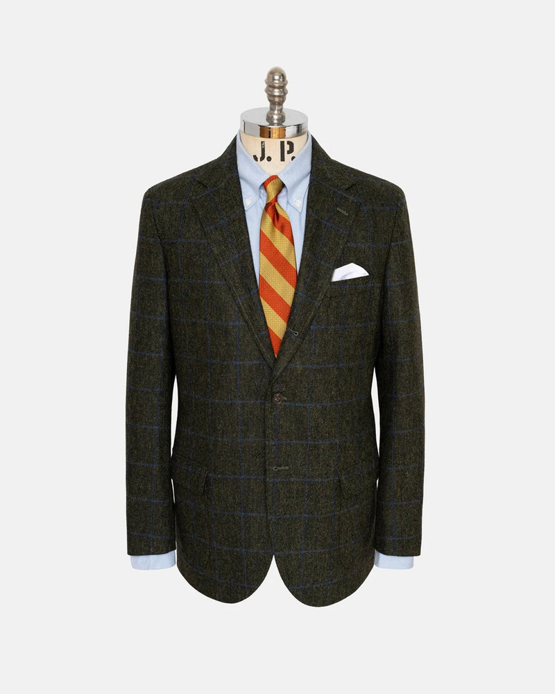 OLIVE & BLUE DONEGAL TWEED WOOL SPORT COAT - TRIM FIT 1