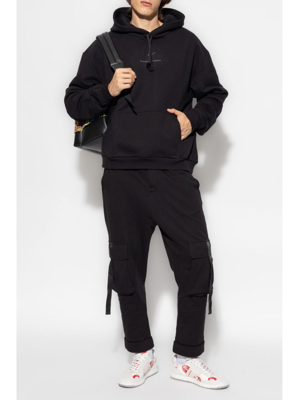 logo-embroidered drawstring hoodie - 2