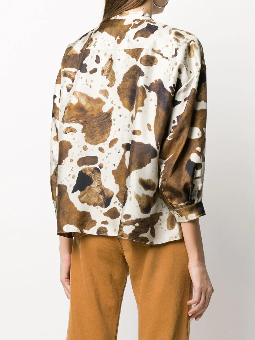 horse print pleated blouse - 4