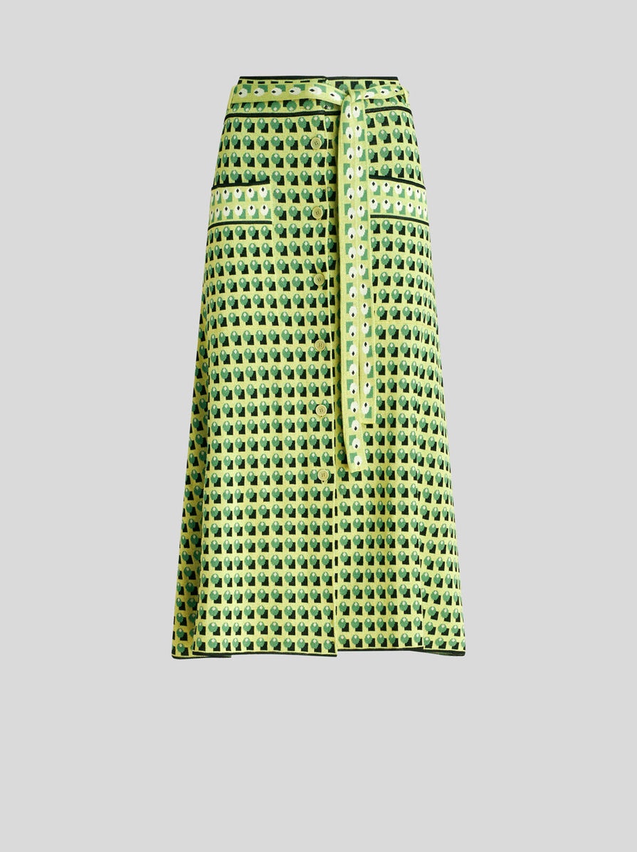 TIE PRINT PATTERN KNITTED SKIRT - 1