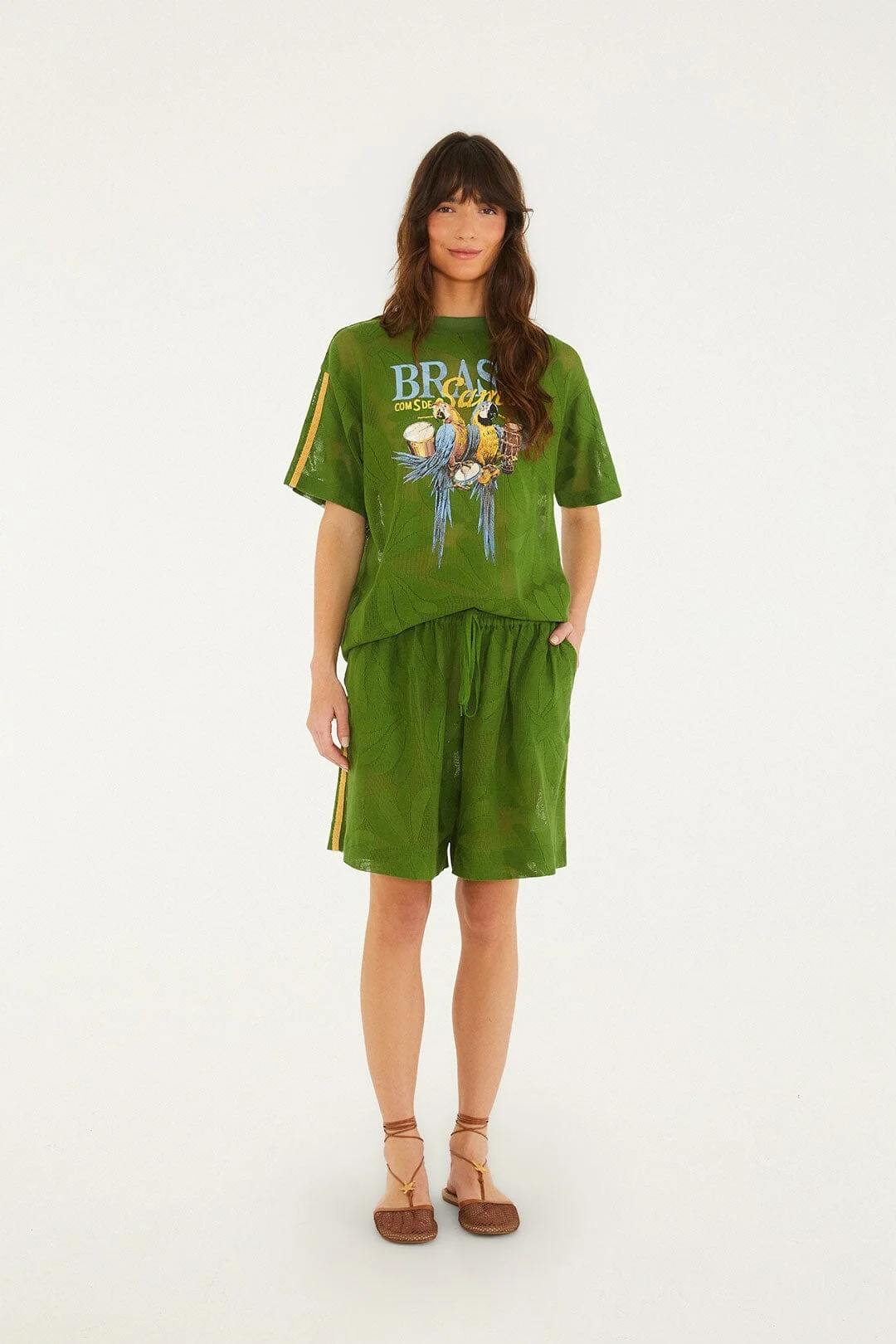 Green Brasil Samba Lace Shorts - 1