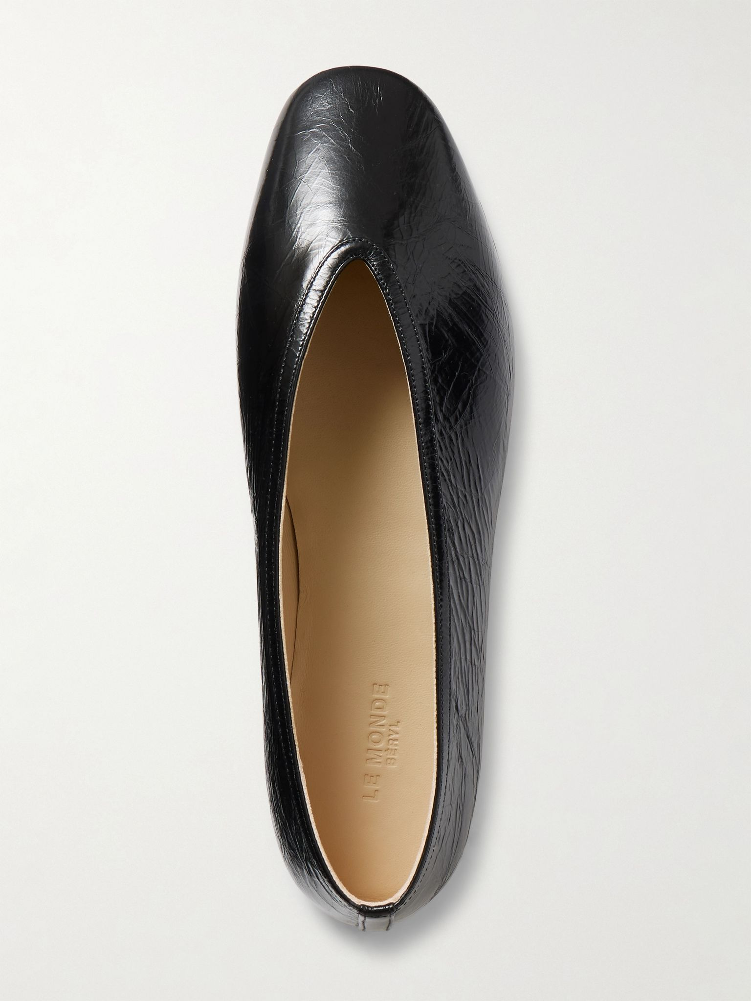 Luna crinkled-leather ballet flats Black - 5