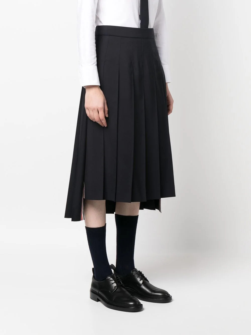 Wool Plain Weave Pleated 4-Bar Skirt - 3