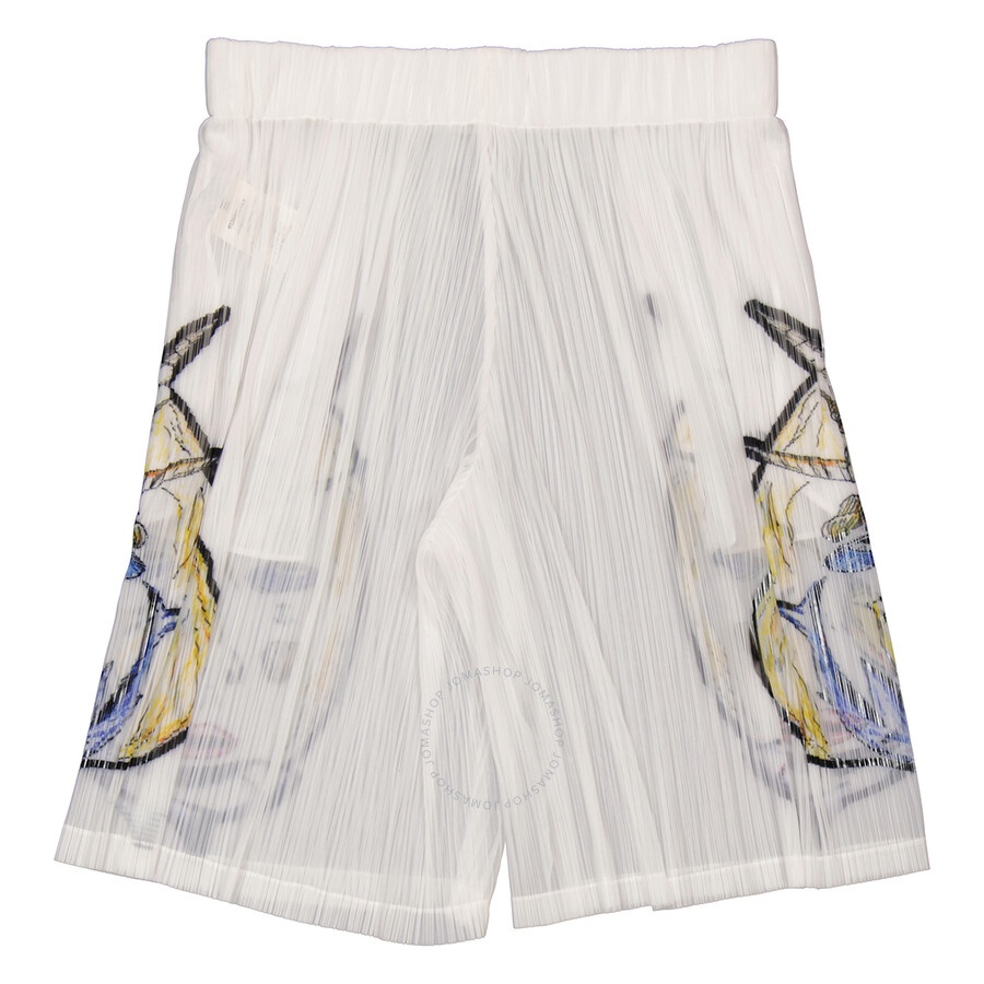 Burberry White Marine Sketch Sheer Plisse Shorts - 2