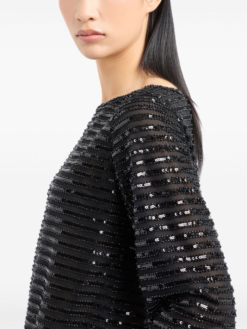 stripe-sequin shift dress - 4