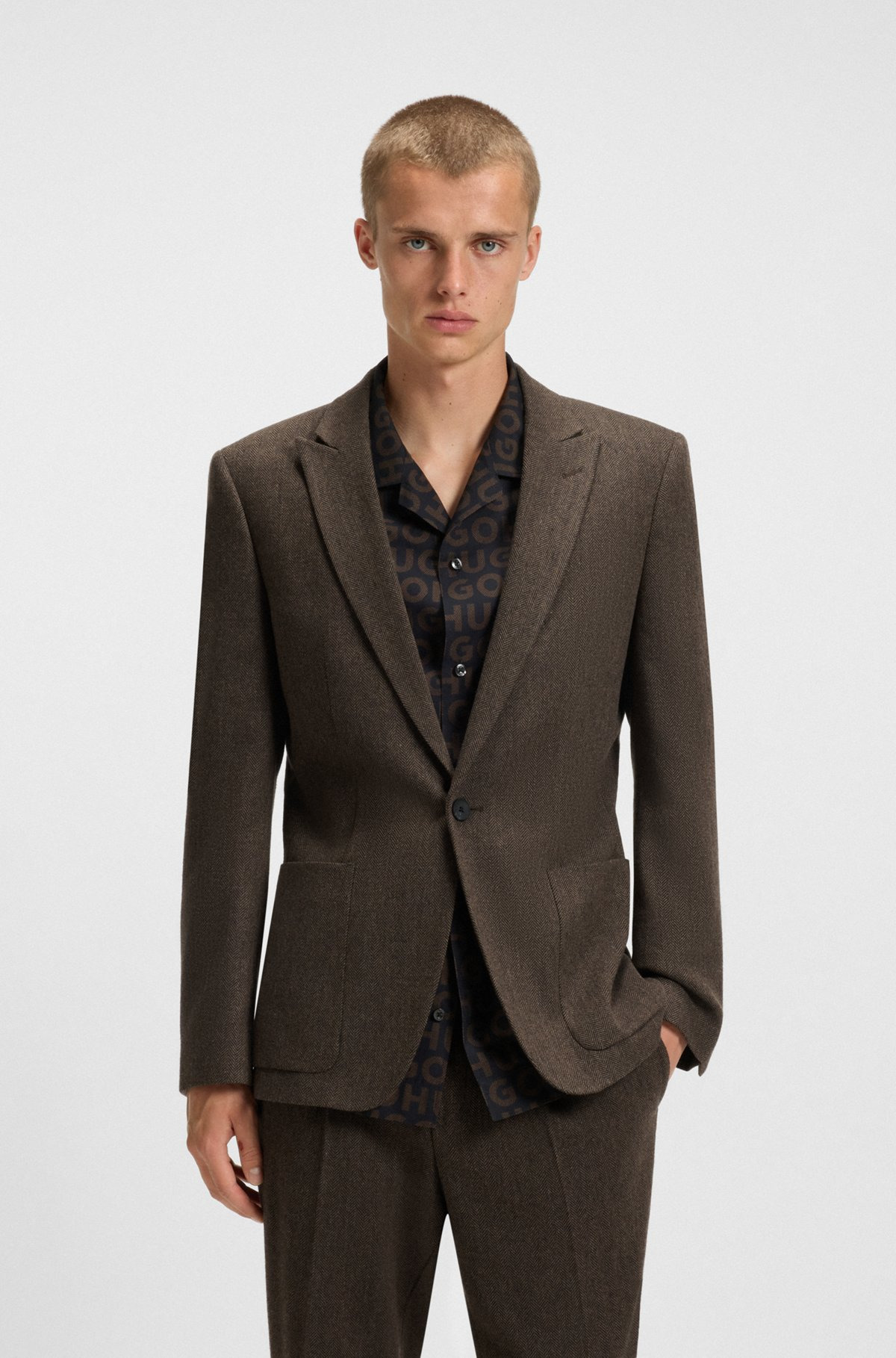 EXTRA-SLIM-FIT BLAZER IN HERRINGBONE CLOTH - 2