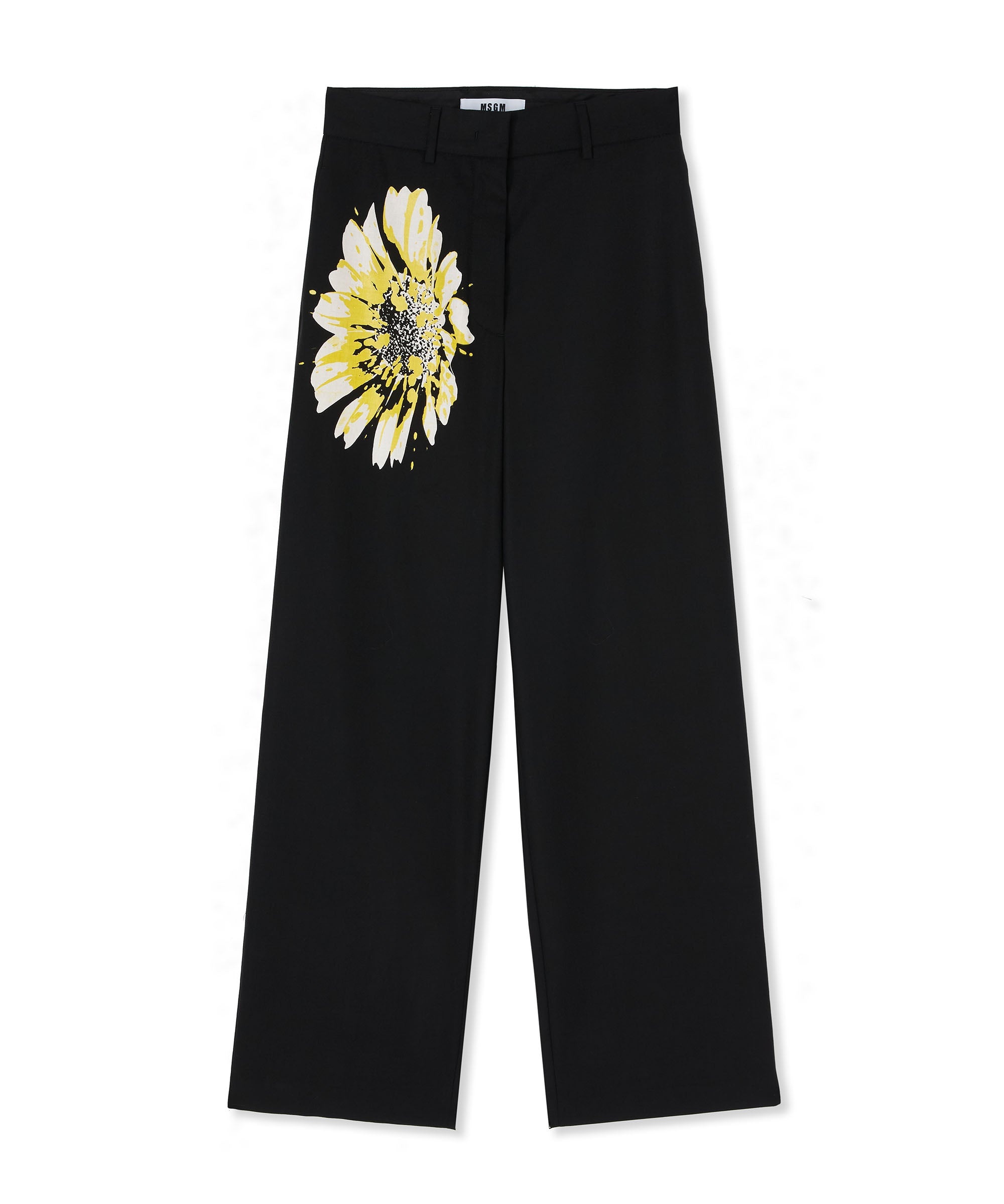 Fresh wool roomy pants with daisy print - 1