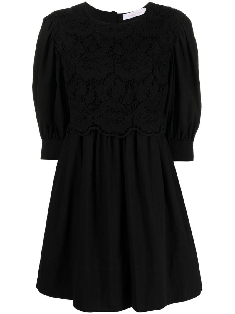 lace embroidered shift dress - 1