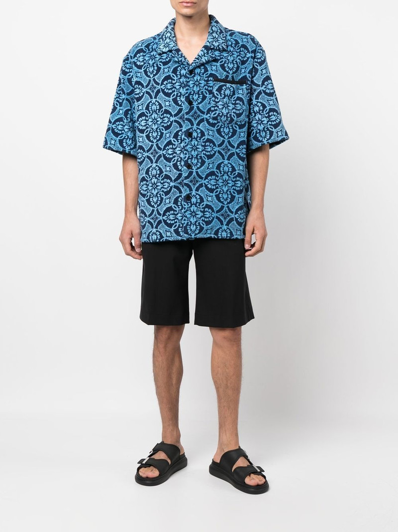 Marine Serre Oriental Towel-print short-sleeve shirt outlook