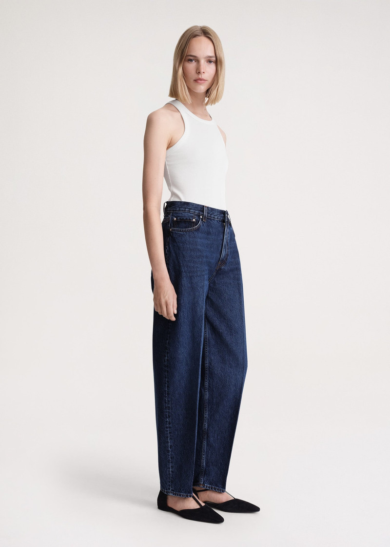 Wide tapered leg denim dark blue 3