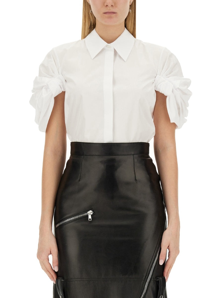 Tシャツ・カットソー alexander mcqueen SHIRT WITH KNOT SLEEVE (775580_QAAAD9000) Alexander McQueen Alexander Mcqueen Women Shirt With Knot