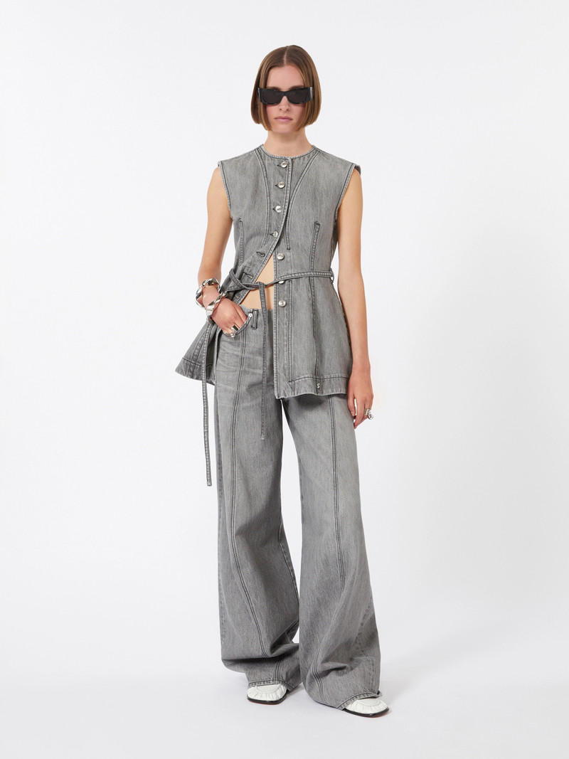 Sportmax Slim-fit sleeveless denim top - BLACK outlook