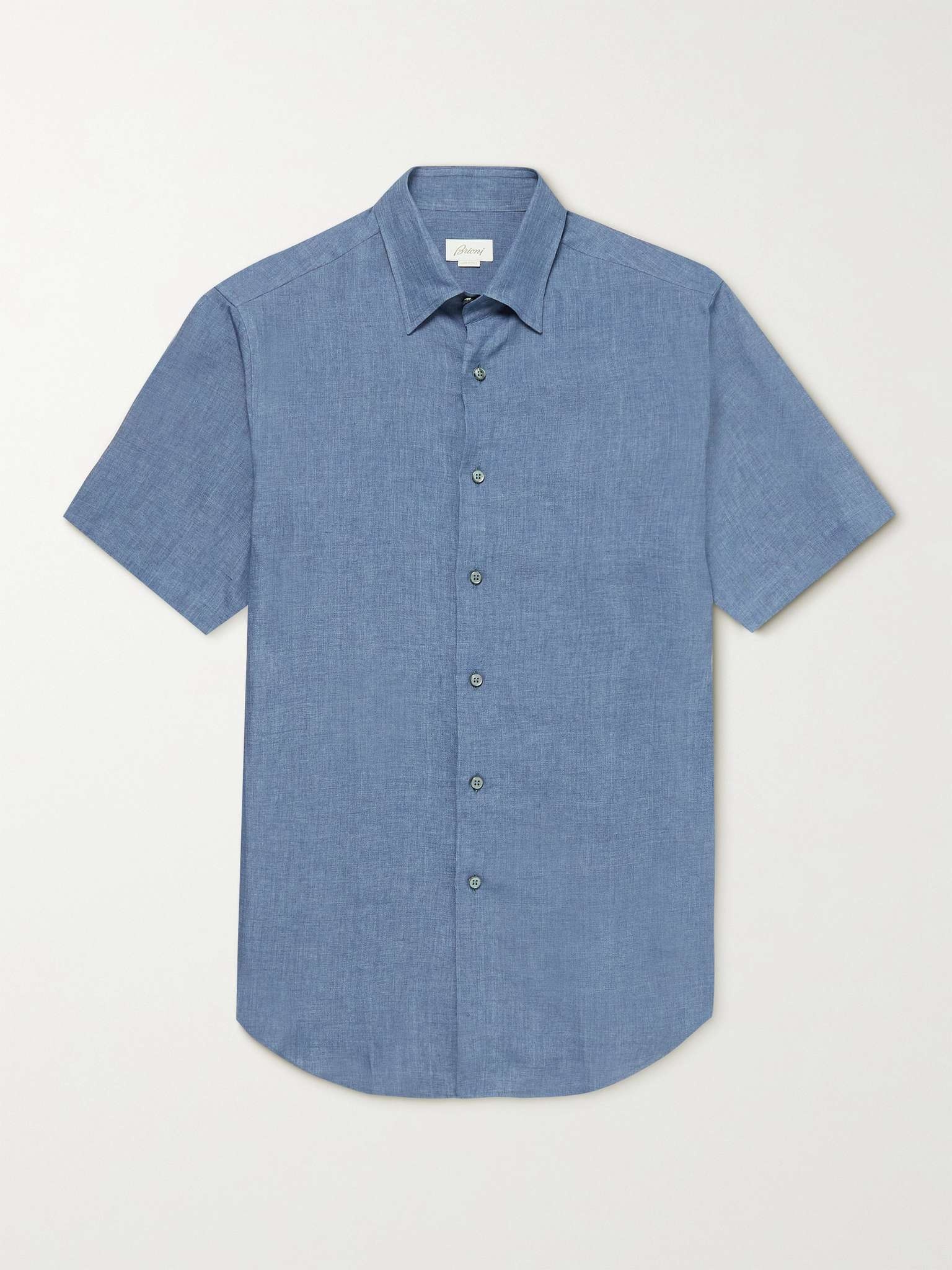 Hidden Button-Down Collar Linen Shirt - 1