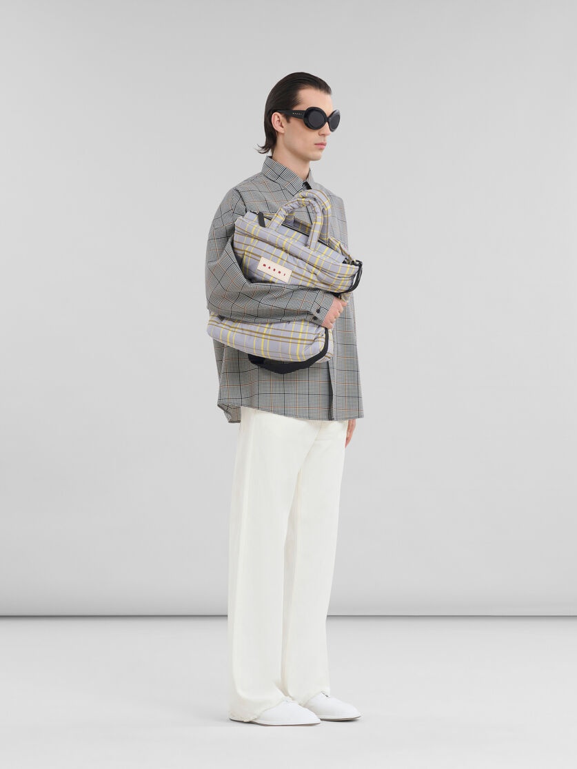 DEEP BLUE CHECKED TECH WOOL SHIRT - 5