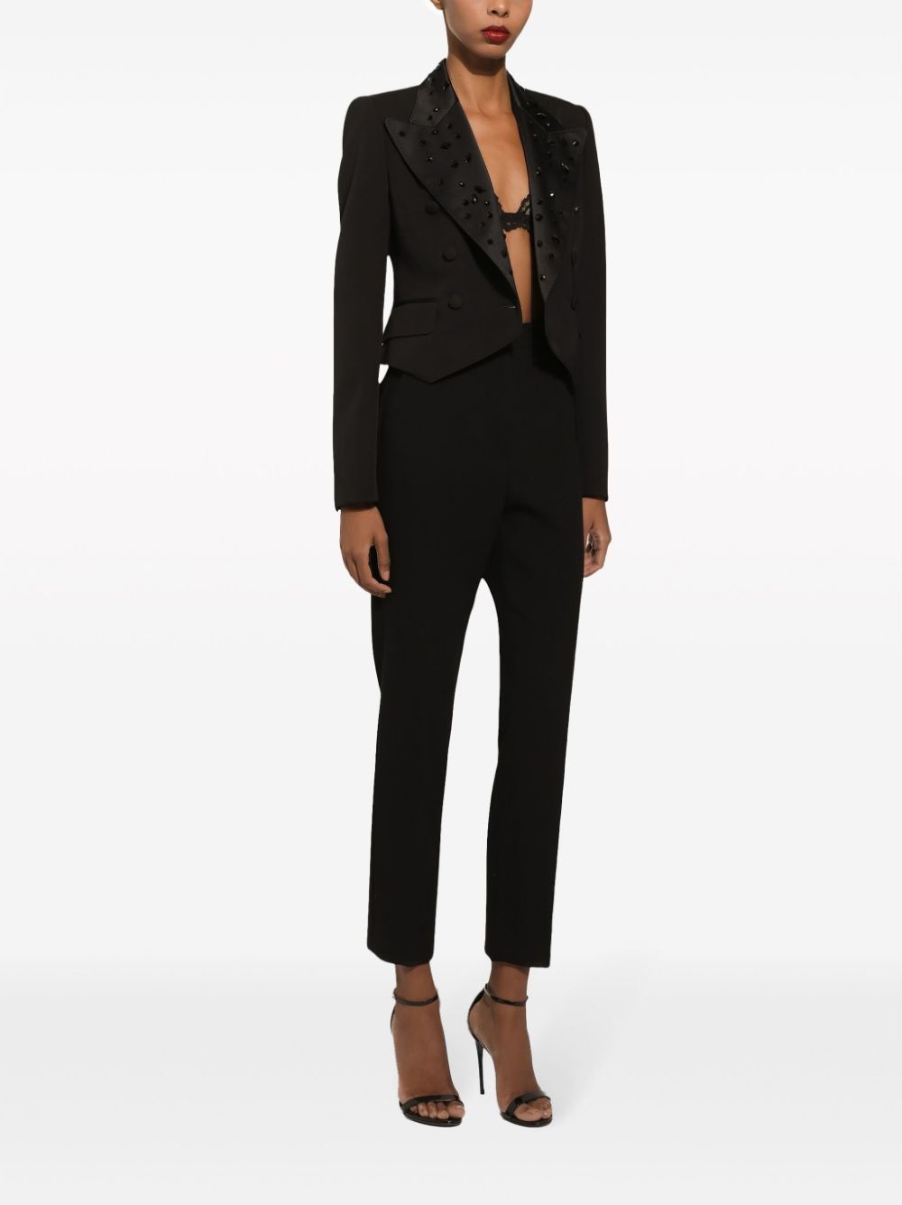 crystal-embellished cropped blazer - 3