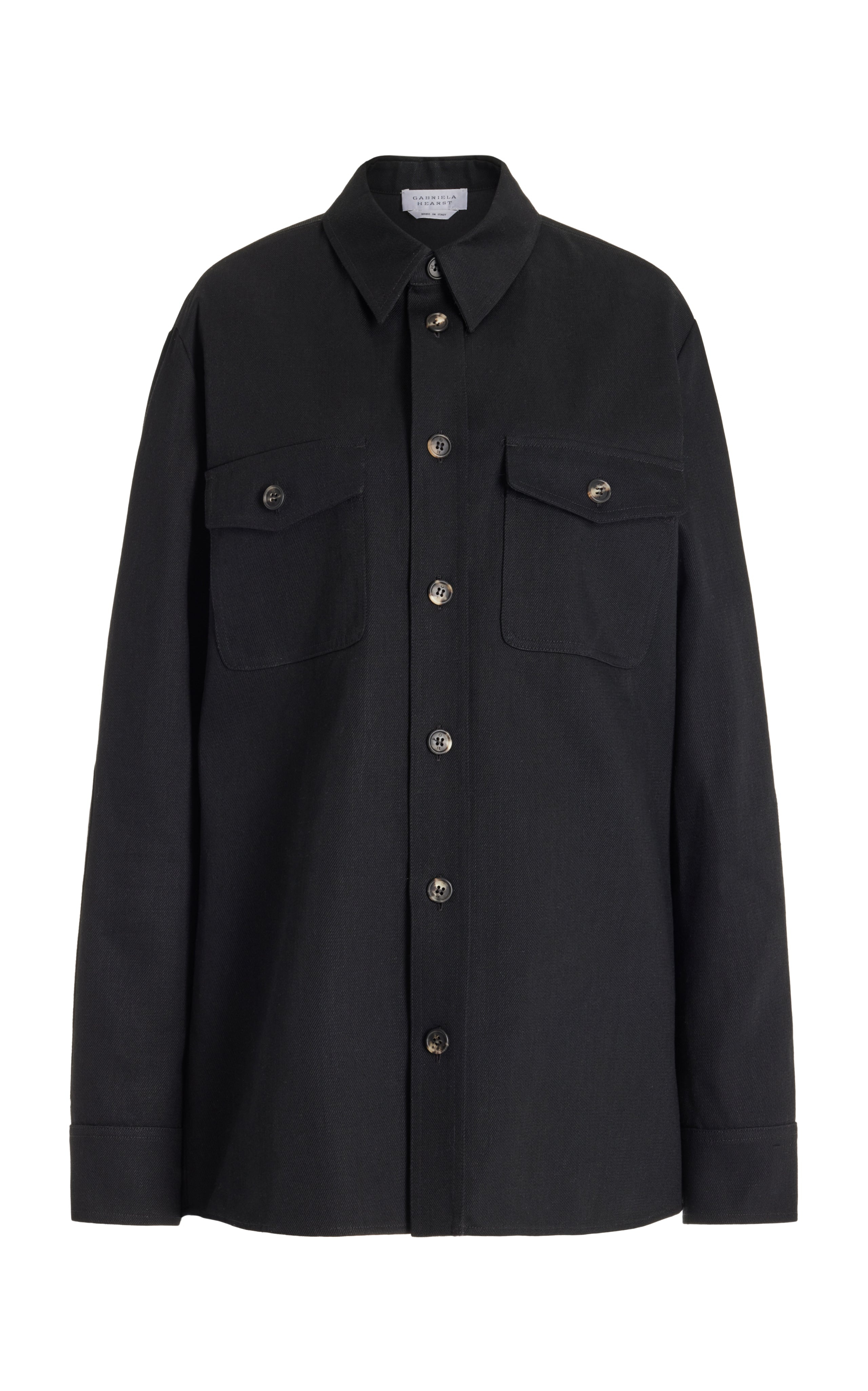 Everly Overshirt in Black Organic Cotton - 1