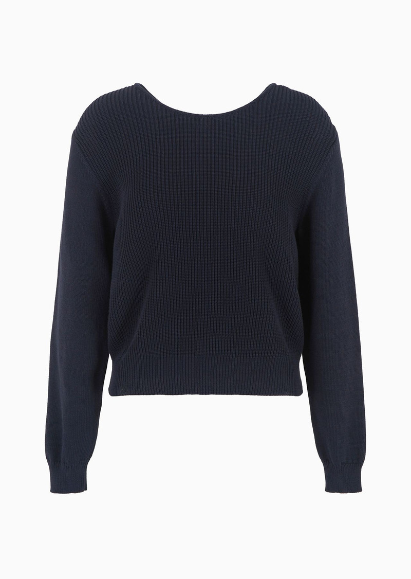 Cotton-blend half fisherman’s rib crossover jumper 1