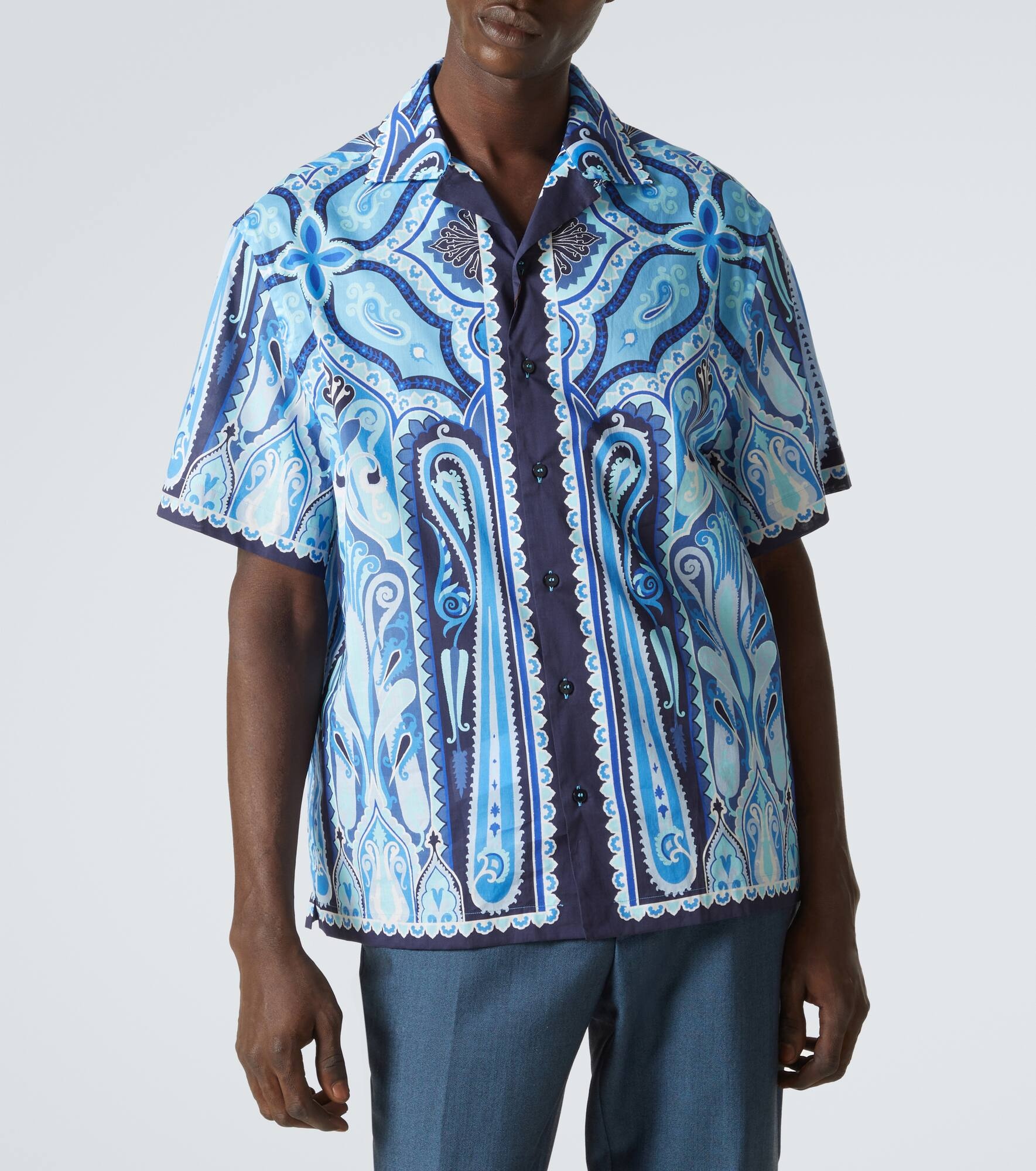 Printed cotton bowling shirt - 3