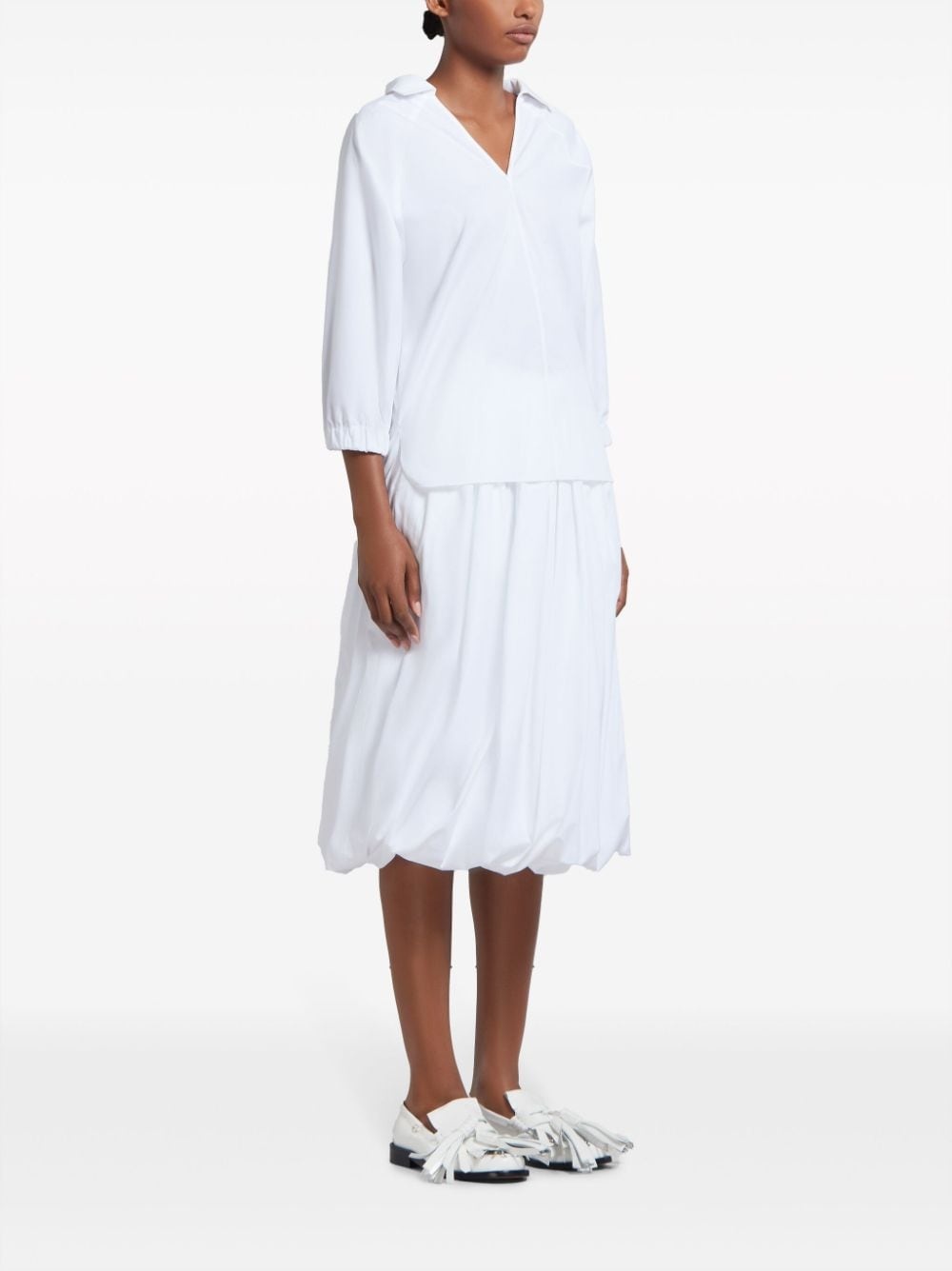 puffball-hem cotton midi skirt - 3