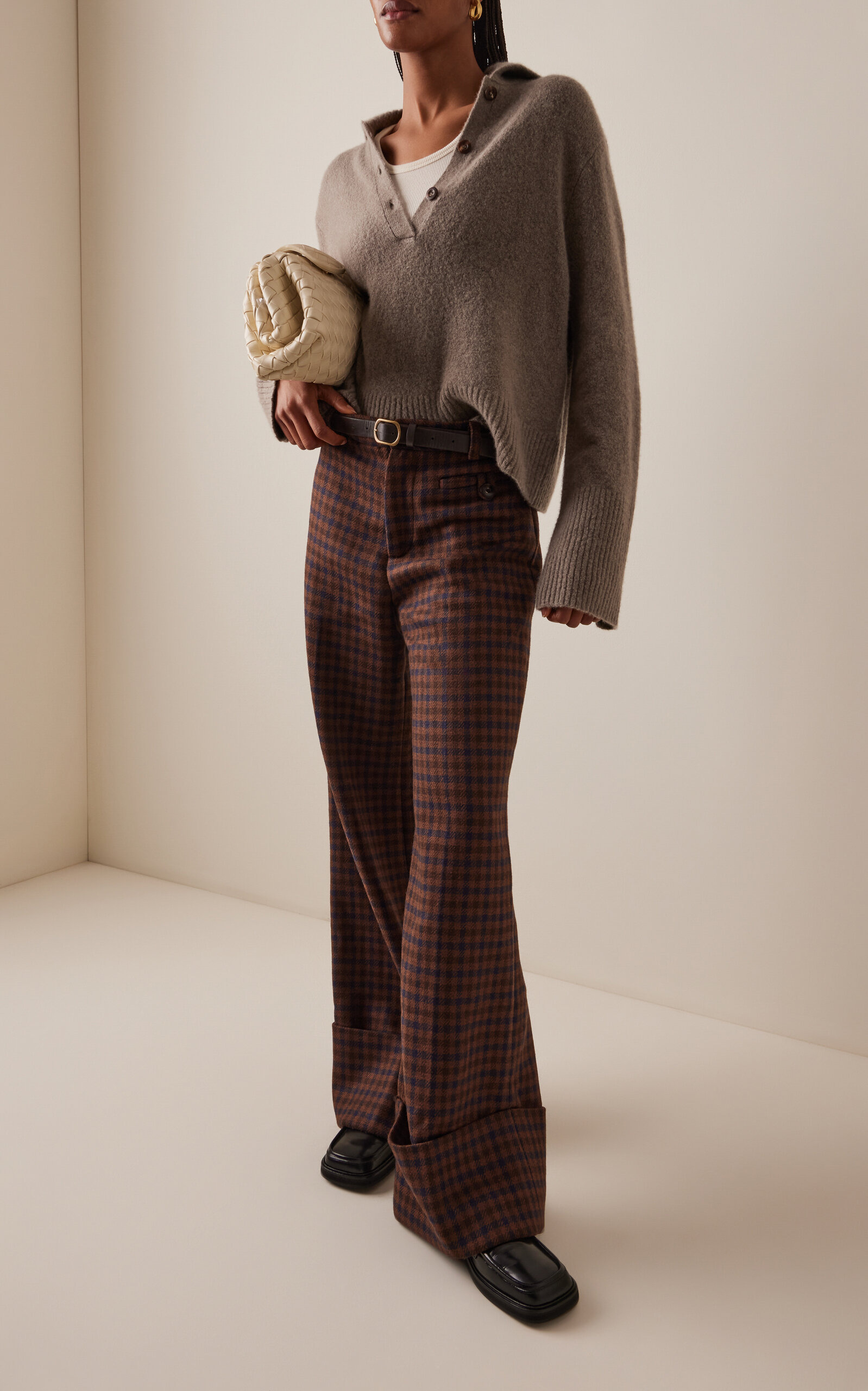 Beatrice Checked Wool Wide-Leg Pants multi - 2