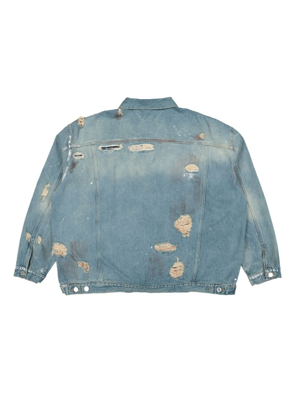 ripped-detailing denim jacket - 3