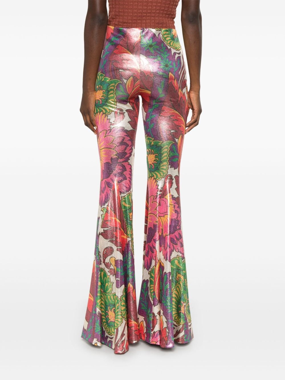 floral-print laminated trousers - 4