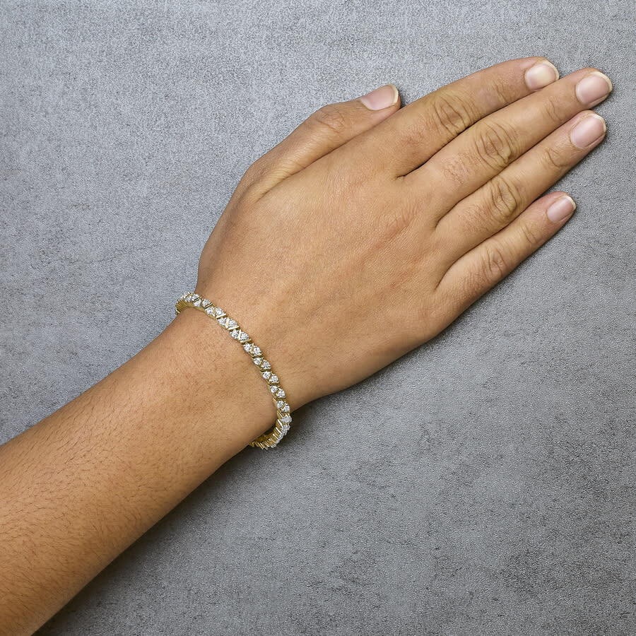 Haus Of Brilliance - Haus of Brilliance 14K Yellow Gold 4.00 Cttw Diamond Triangle Link Tennis Bracelet - 5