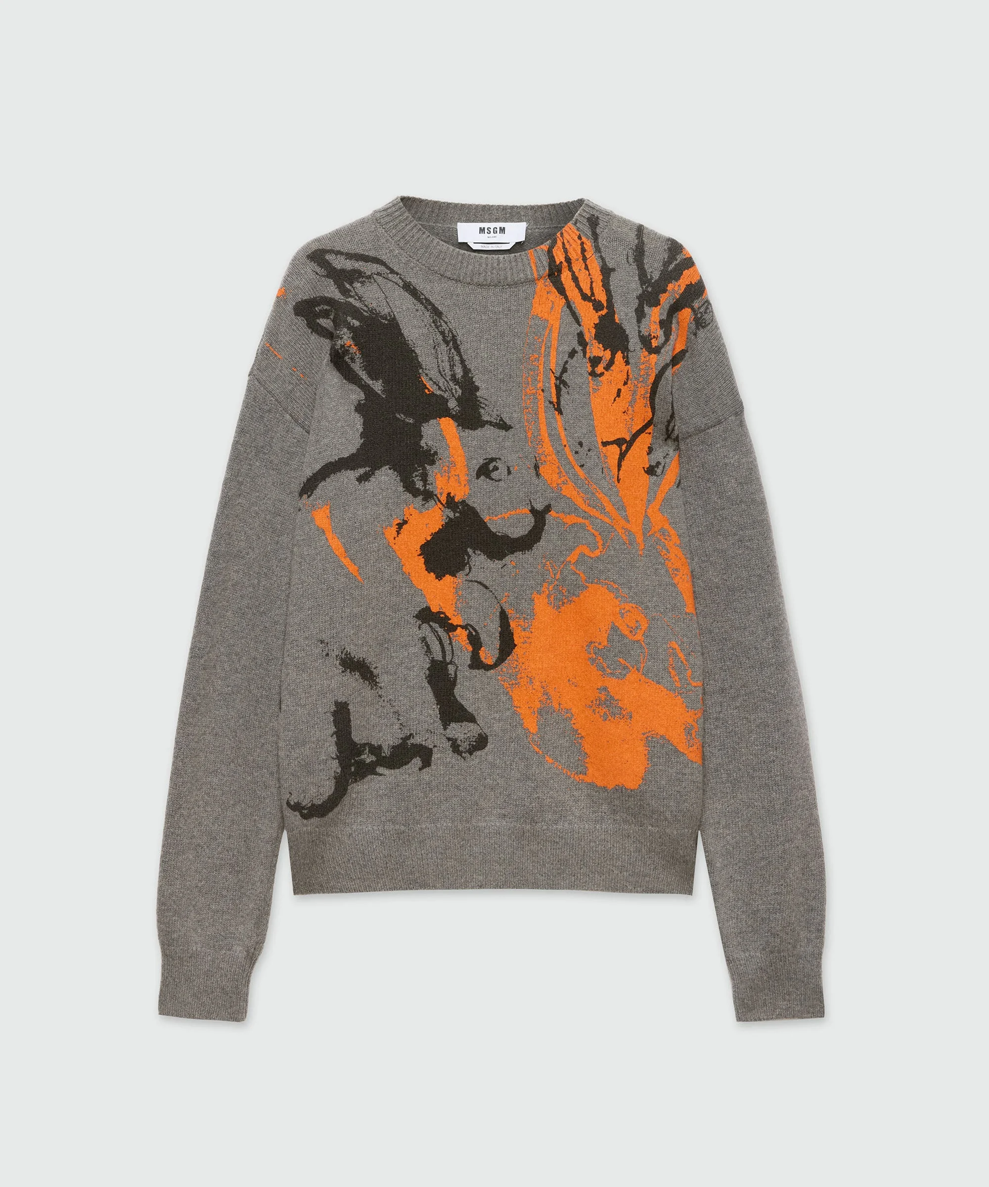 Grey sweater with "Sketched Bunnies" print - 1