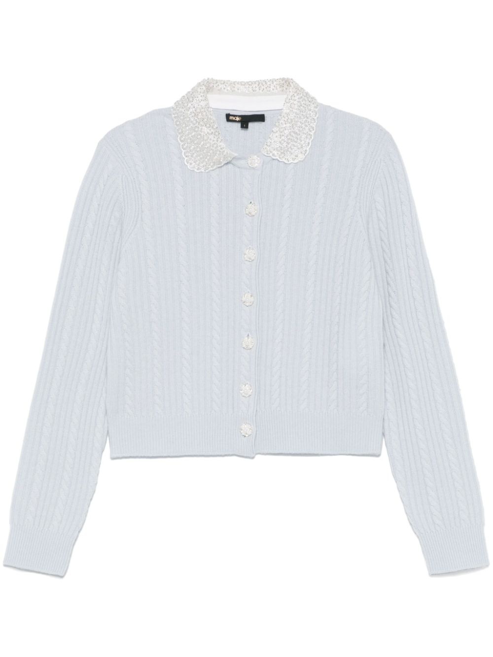 embellished-collar cardigan - 1