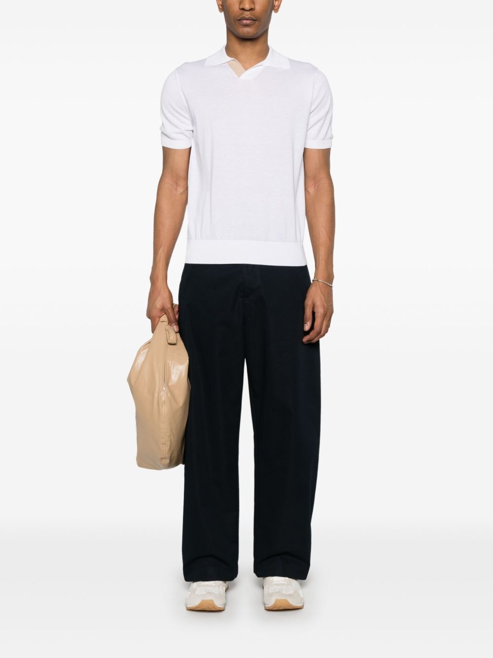 suede-detail polo shirt - 2
