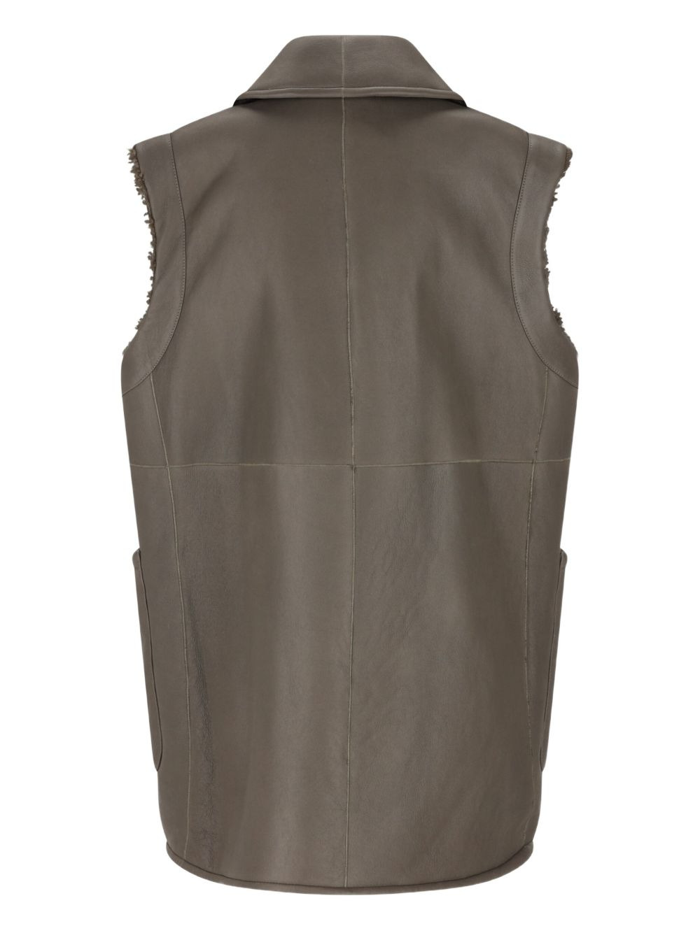 double-breasted shearling coat - 2